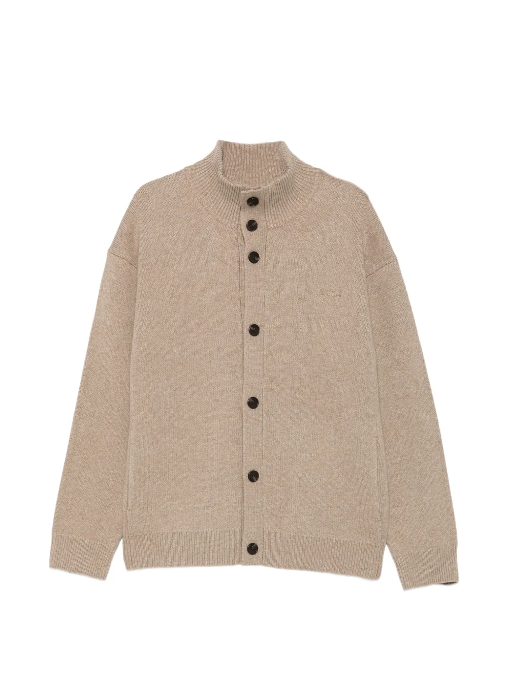 Juun.J logo-embroidered high-neck cardigan - Tons neutres Juun.J logo-embroidered high-neck cardigan - Tons neutres