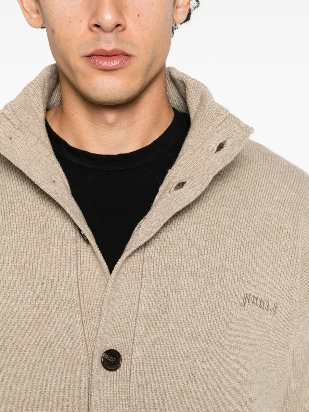 Juun.J Vest met geborduurd logo Beige