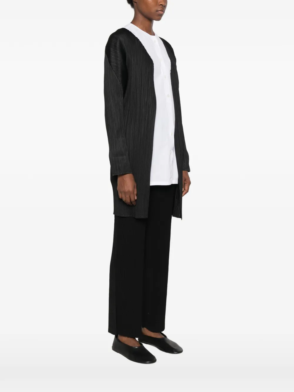 Pleats Please Issey Miyake pleated coat Zwart