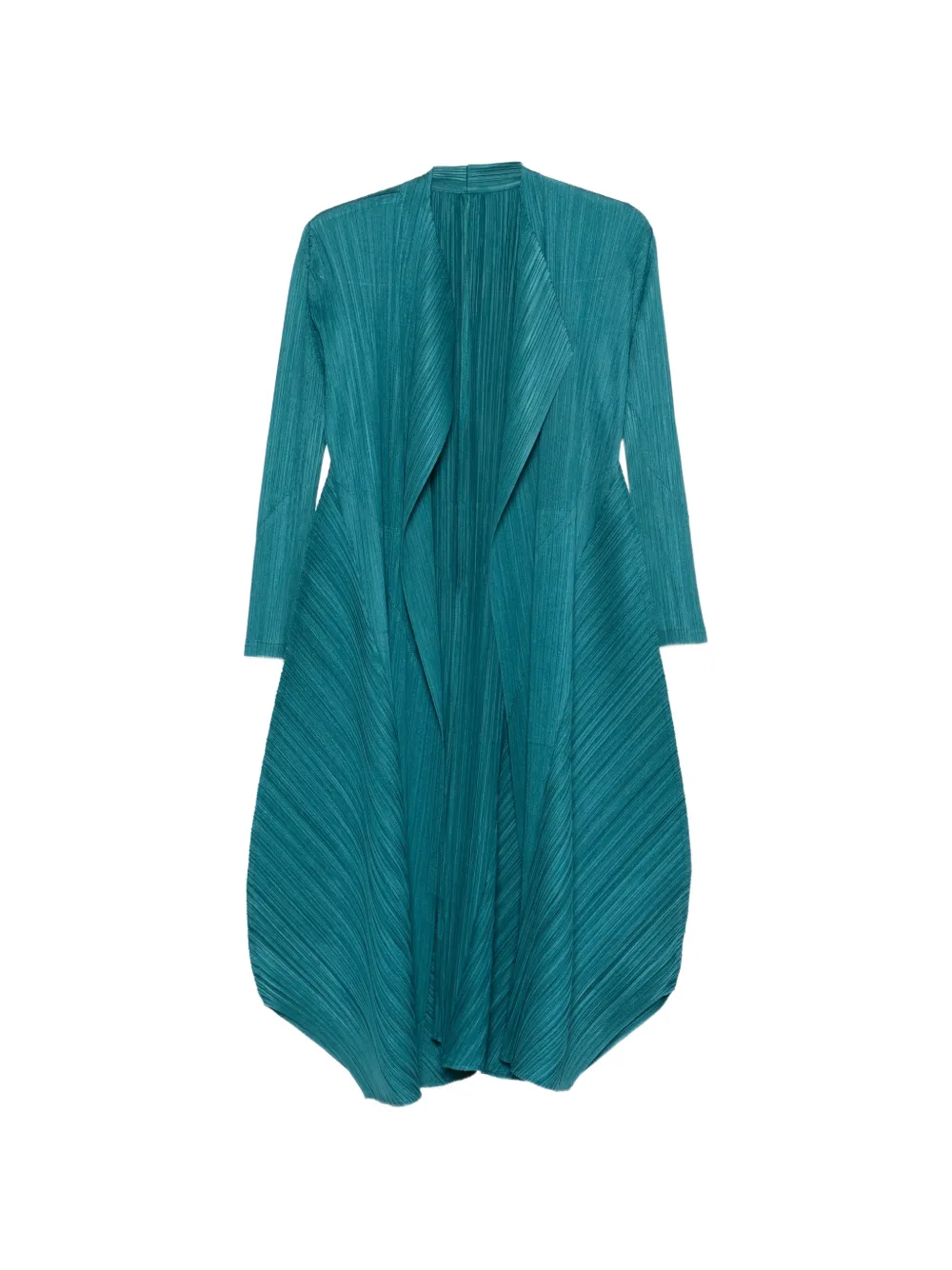 Pleats Please Issey Miyake pleated open-front coat - Blue