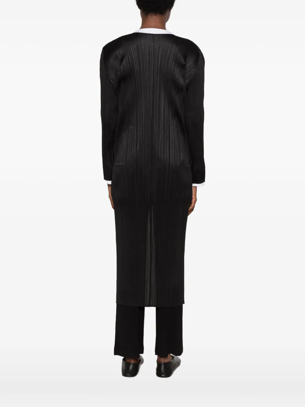 Pleats Please Issey Miyake plissé-effect coat Zwart