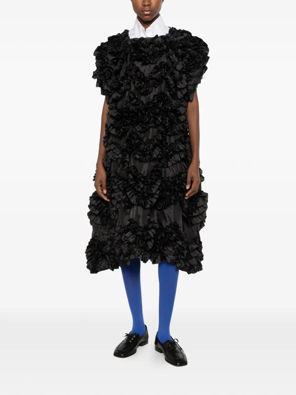 Comme Des Garçons ruffled tiered midi dress Zwart