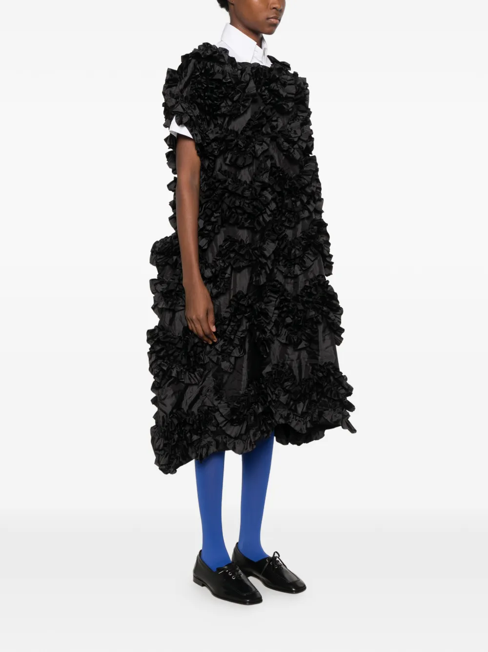 Comme Des Garçons ruffled tiered midi dress Zwart