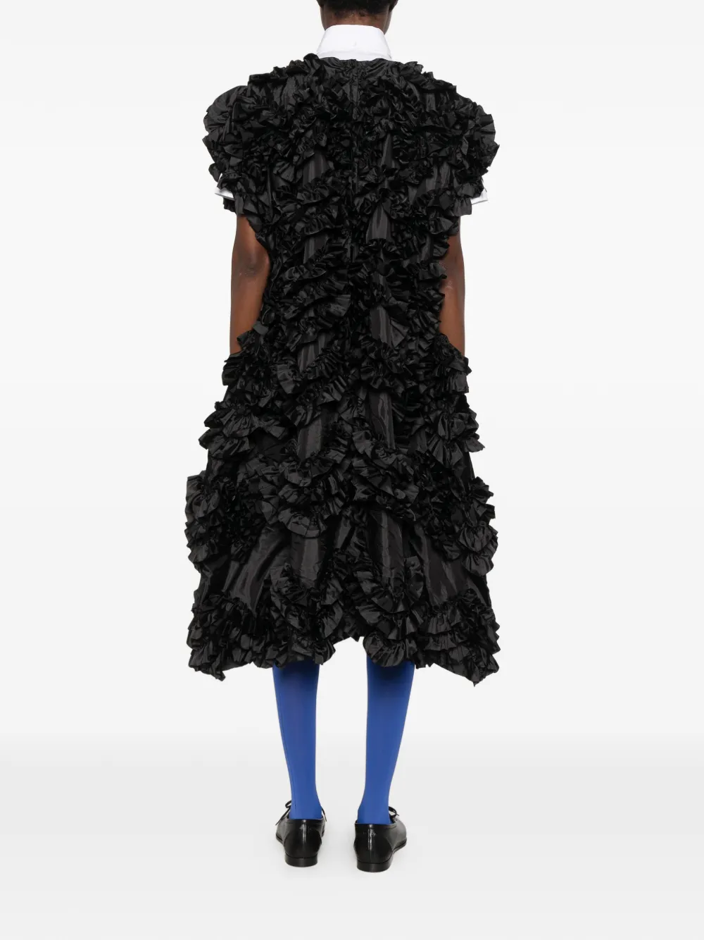 Comme Des Garçons ruffled tiered midi dress Zwart