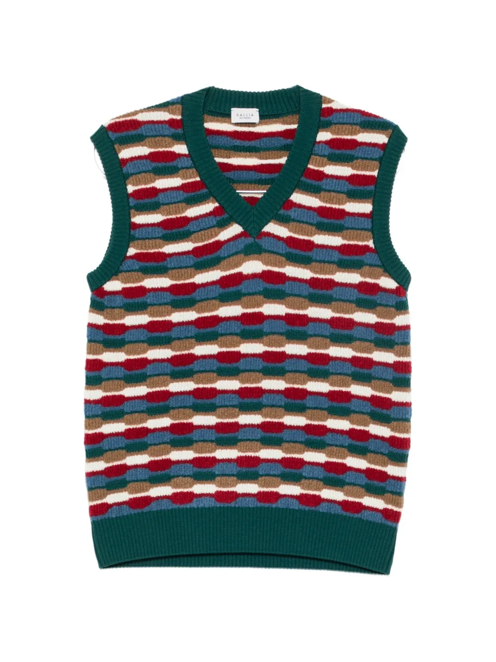 gallia striped V-neck vest - Verde