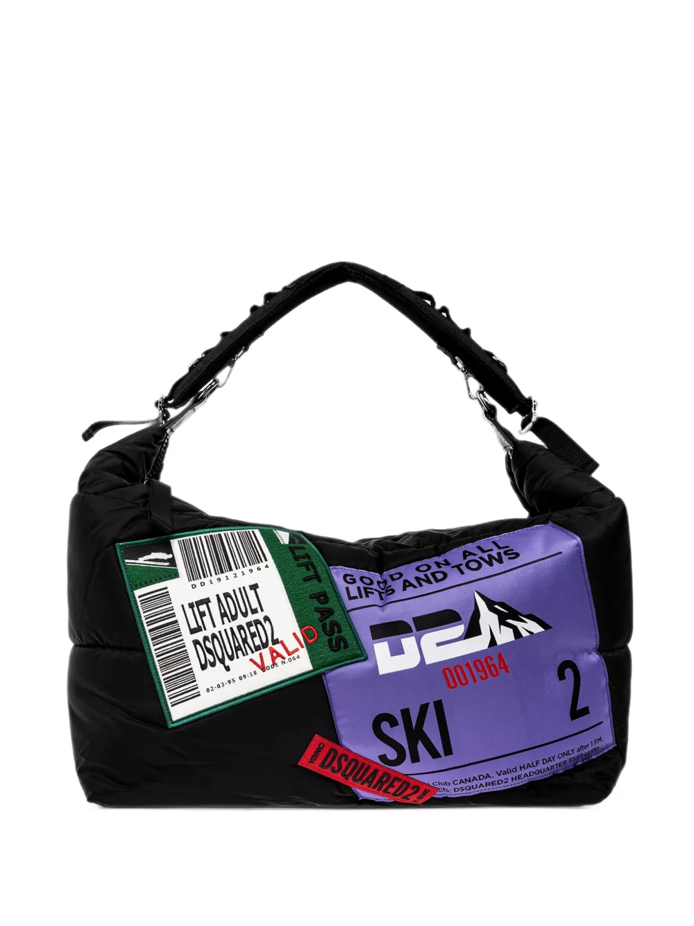 Dsquared2 Quilted Patch-detail Shoulder Bag In Black