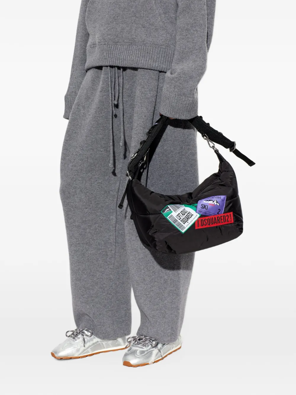 DSQUARED2 quilted patch-detail shoulder bag Zwart