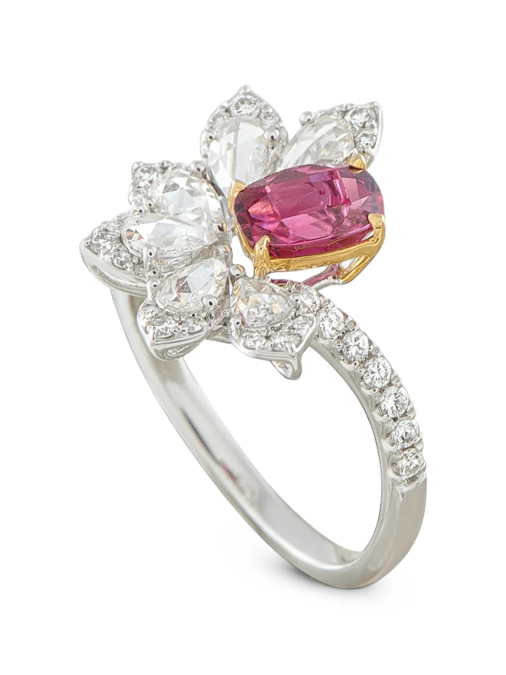 LB Exclusive ruby and diamond floral ring - Silber