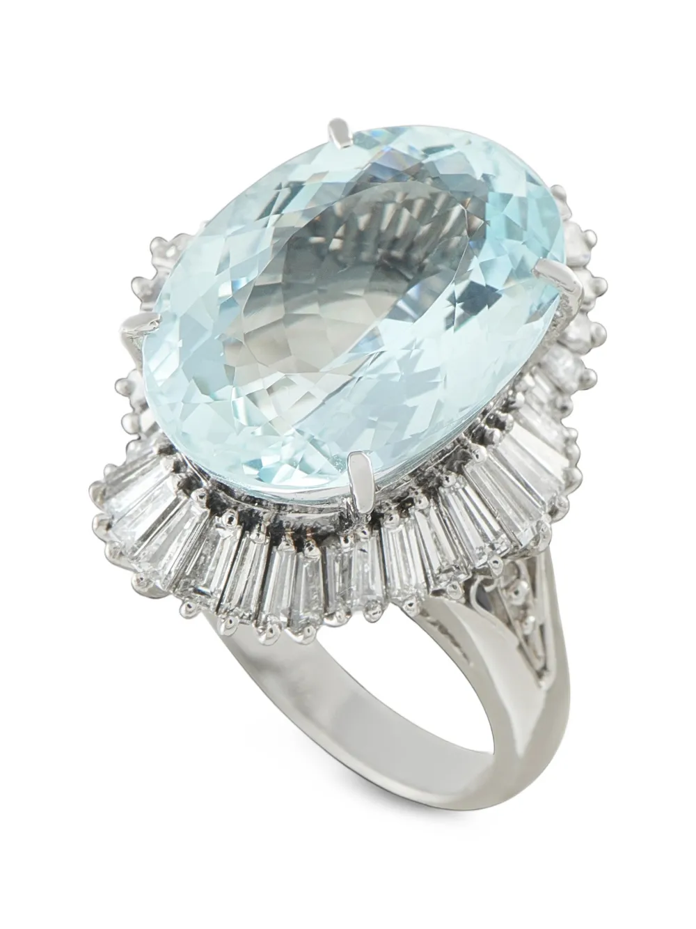 LB Exclusive embellished oval aquamarine ring - Argento