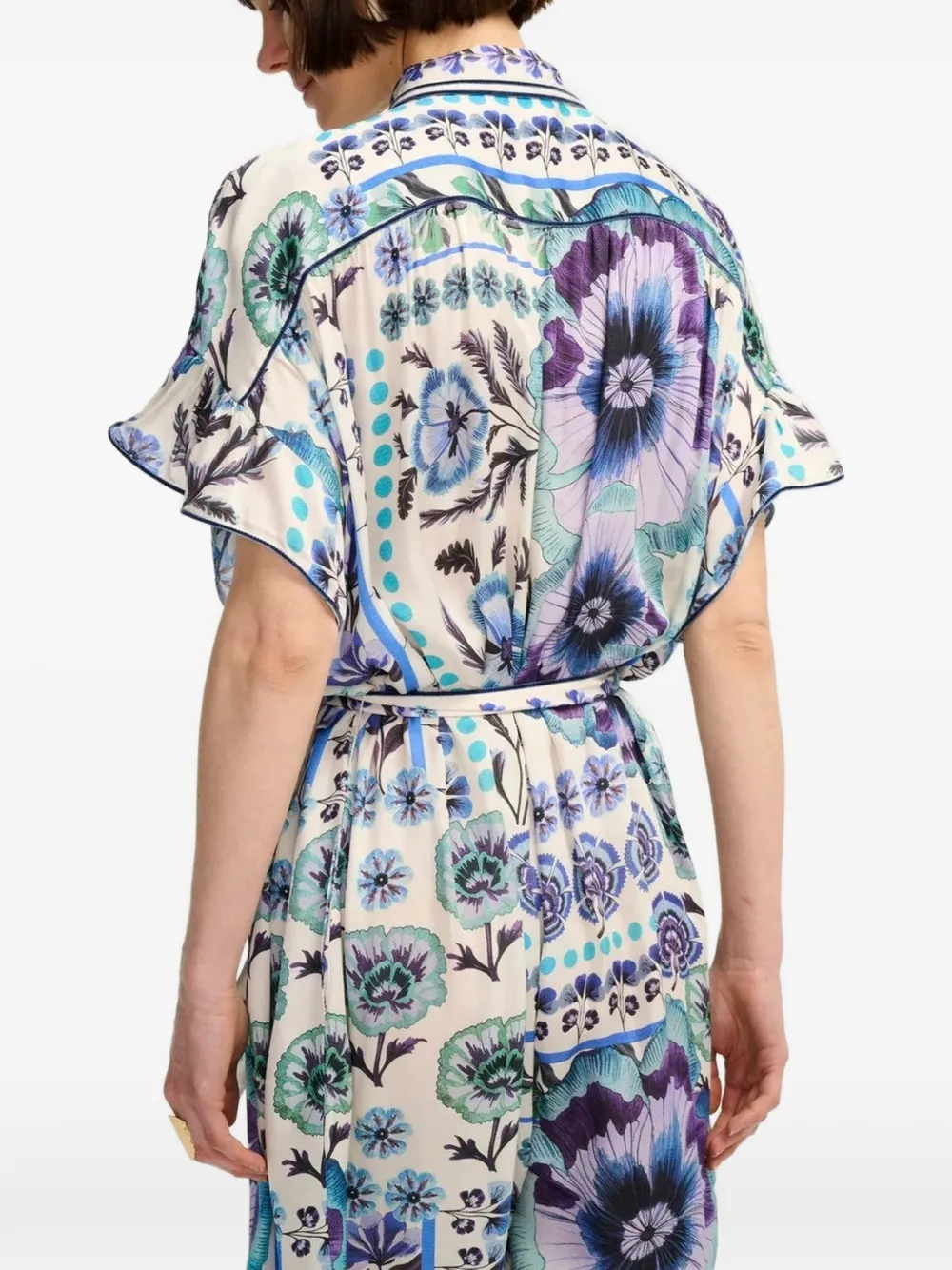 Carolina K Lynn floral-print kaftan midi dress Blauw