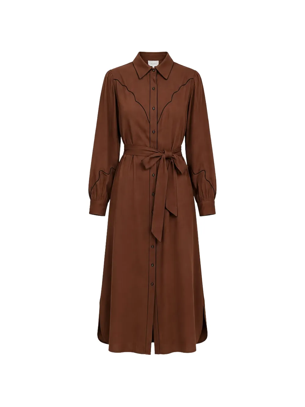 Carolina K Rodeo contrast-trim midi dress Bruin