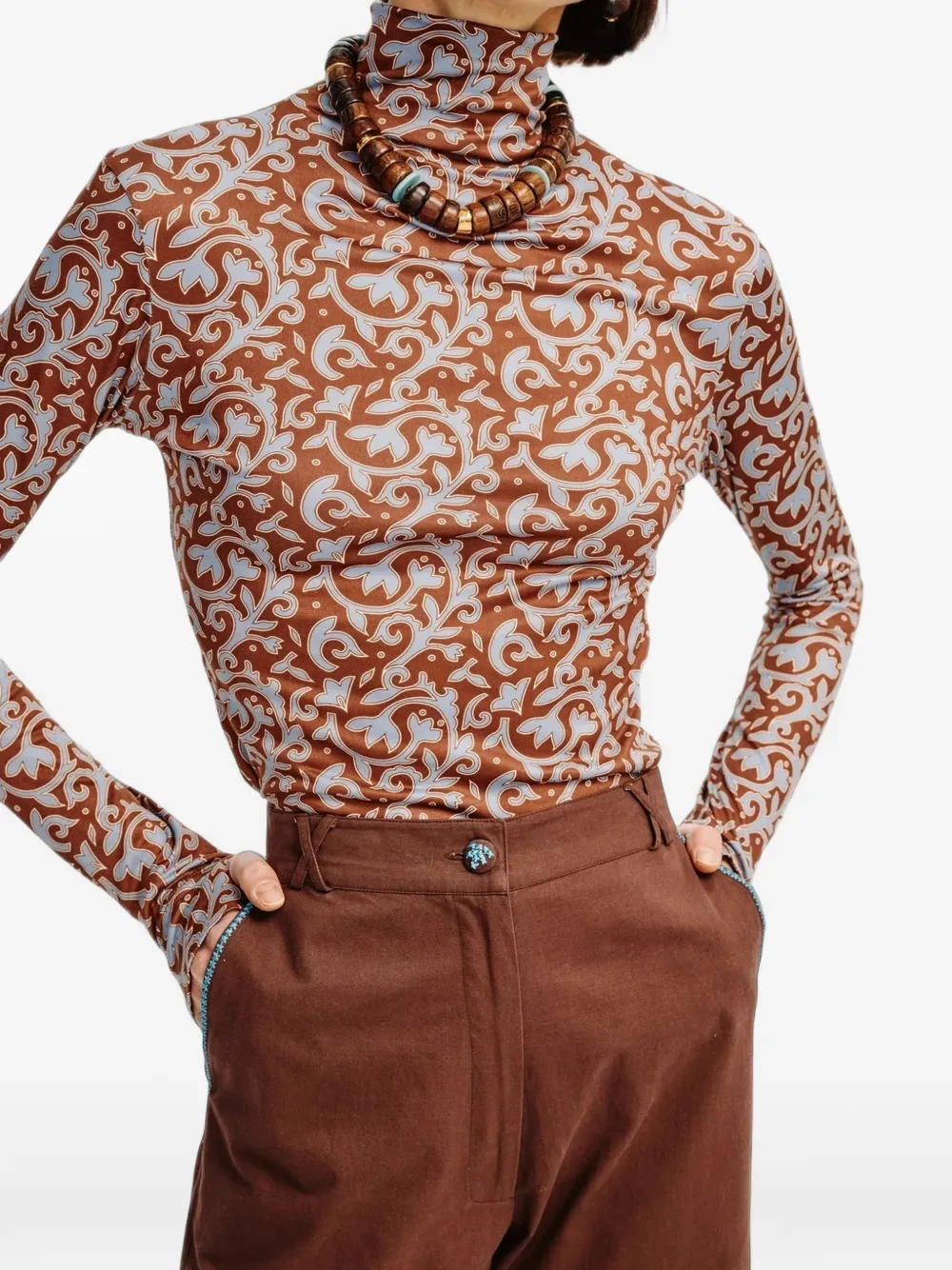 Carolina K x Äliyah Tleukhanova Sam embroidered cotton trousers Bruin