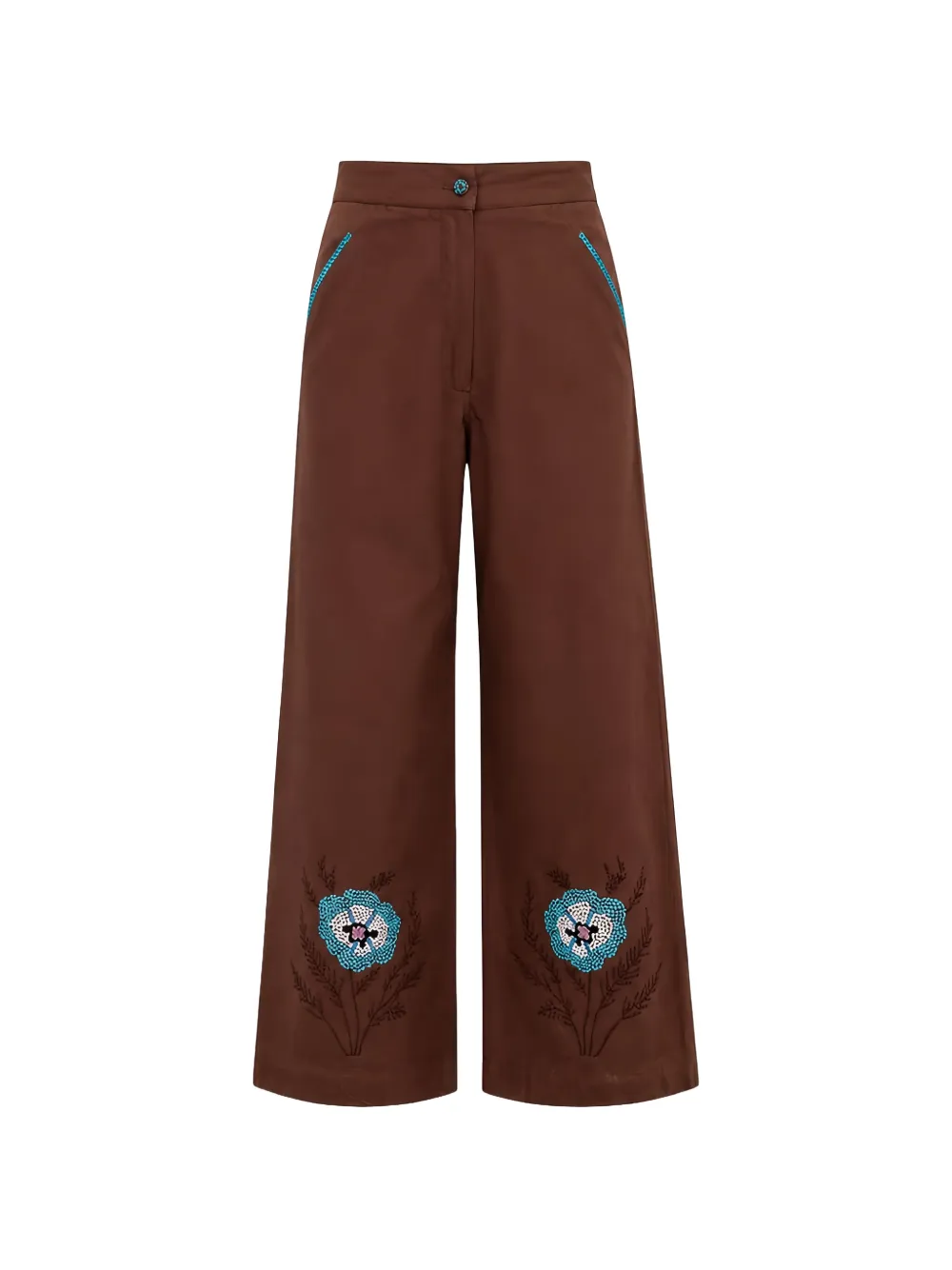 Carolina K x Äliyah Tleukhanova Sam embroidered cotton trousers Bruin
