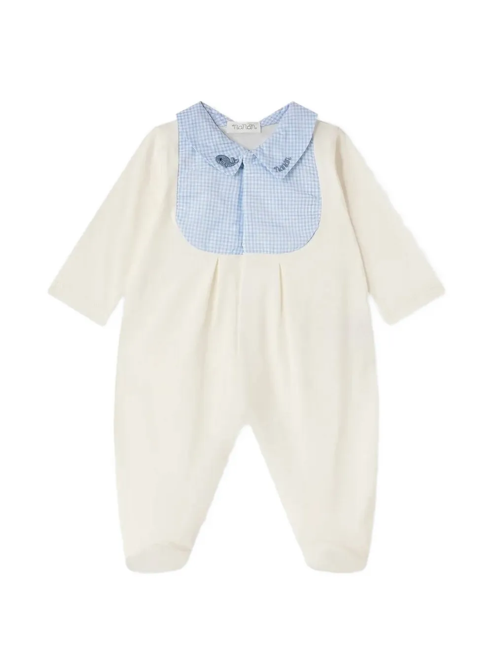 NANAN Pyjama met gingham-vlakken en borduurwerk Beige