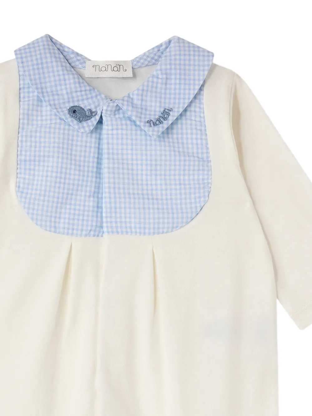 NANAN Pyjama met gingham-vlakken en borduurwerk Beige