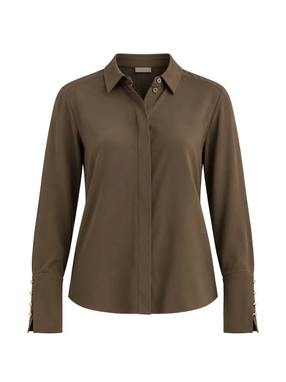 Patrizia Pepe Fly-button crepe shirt Bruin
