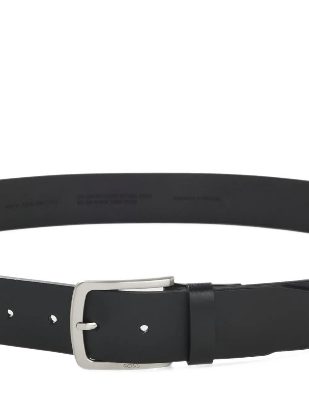 BOSS Italian-leather belt with logo-engraved buckle Zwart
