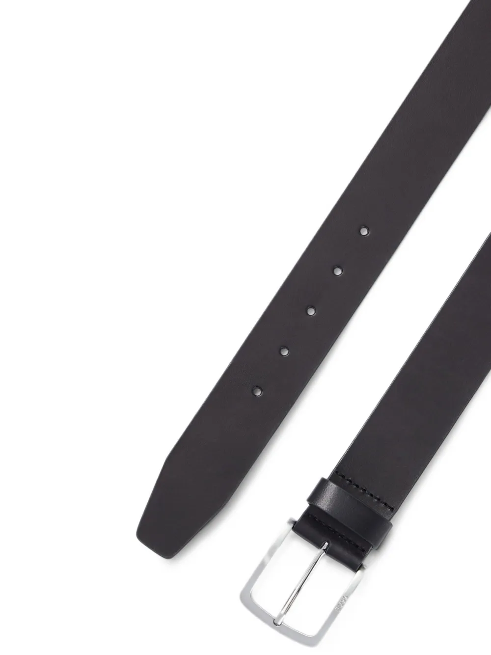 BOSS Italian-leather belt with logo-engraved buckle Zwart