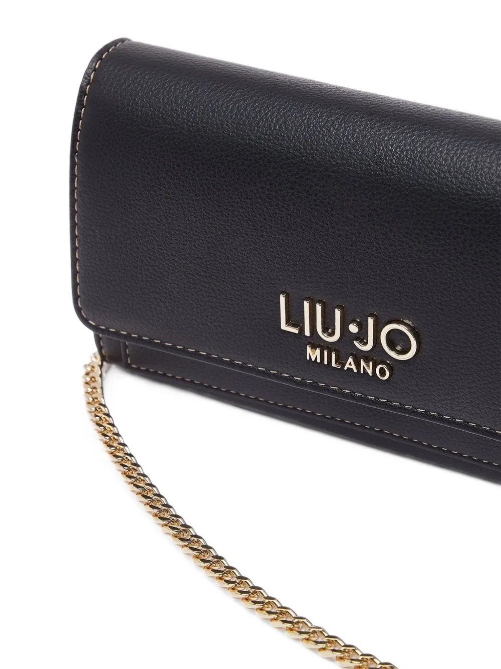 LIU JO large wallet with shoulder strap Zwart