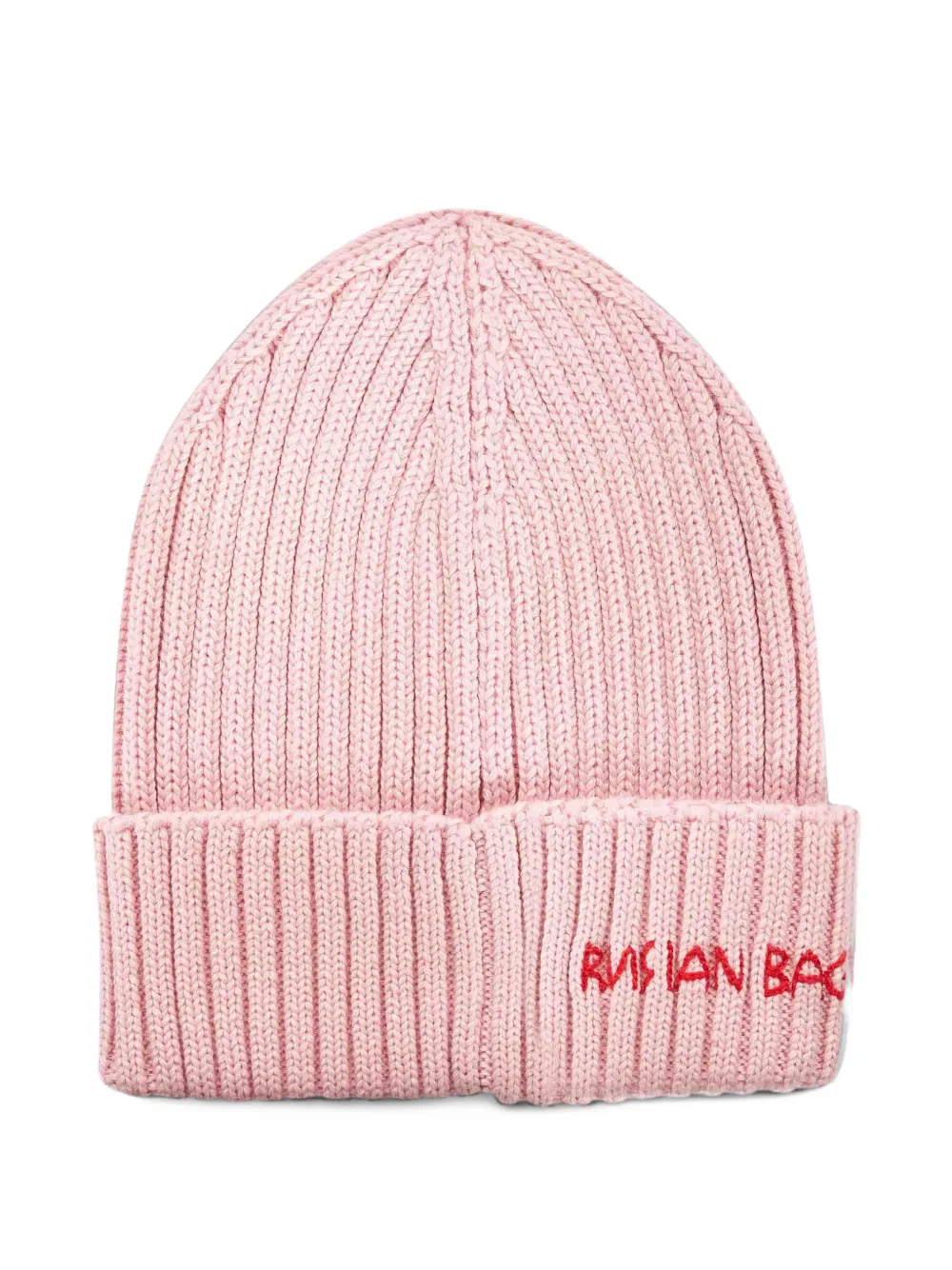 Ruslan Baginskiy logo-embroidered ribbed-knit beanie hat Roze