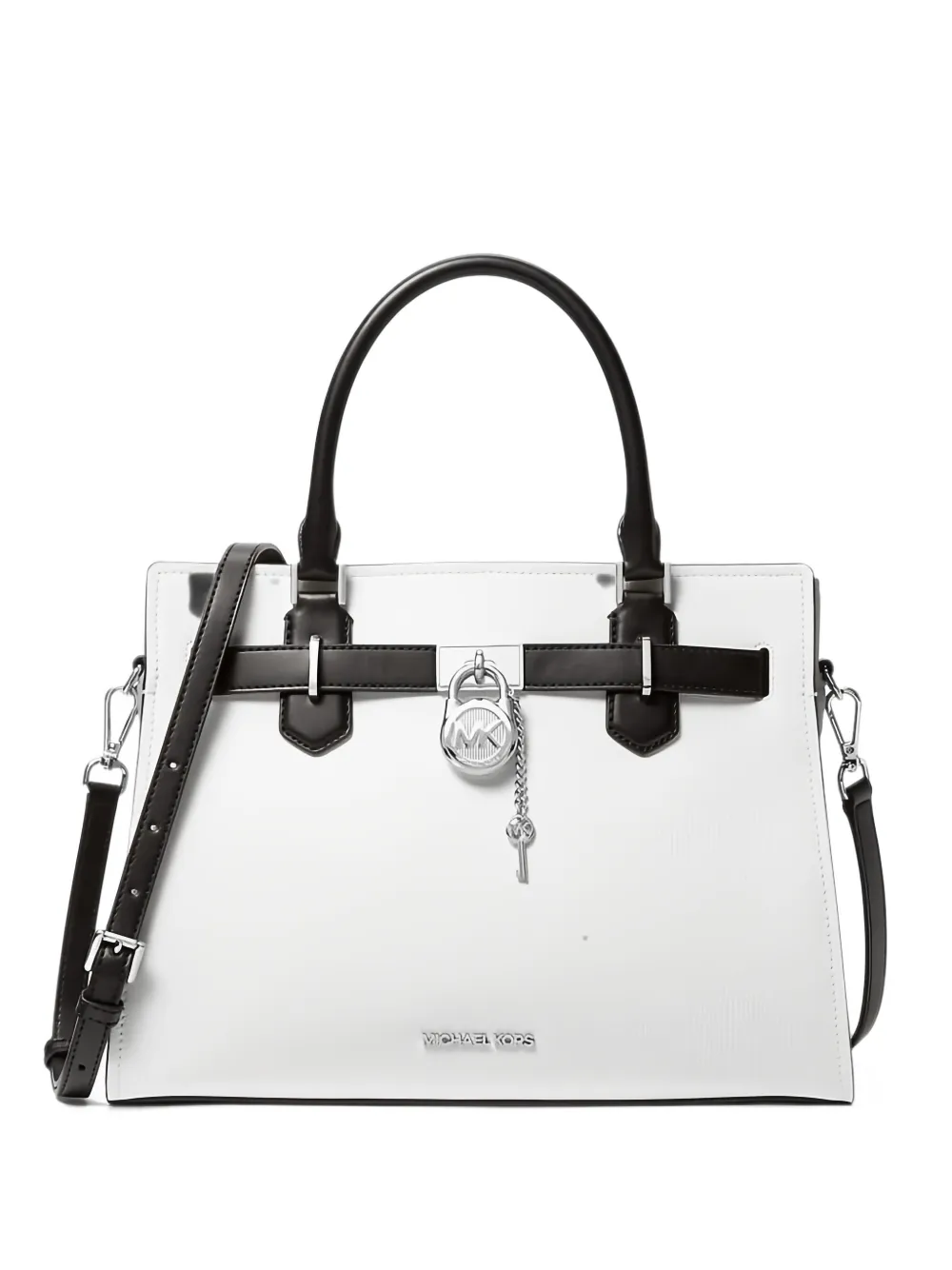 Michael Kors Hamilton padlock leather satchel - Weiß