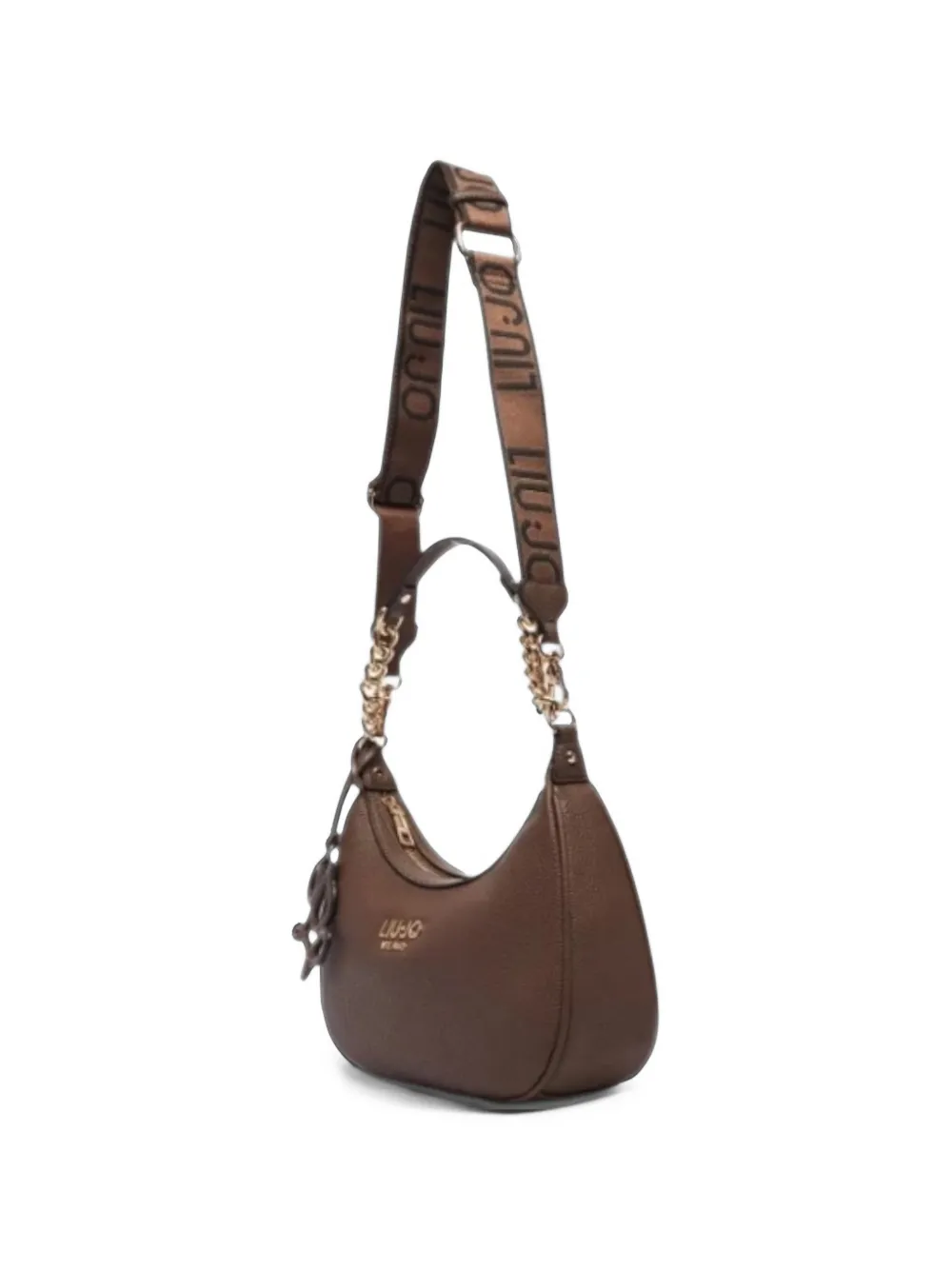 LIU JO logo-plaque grained-effect shoulder bag Bruin