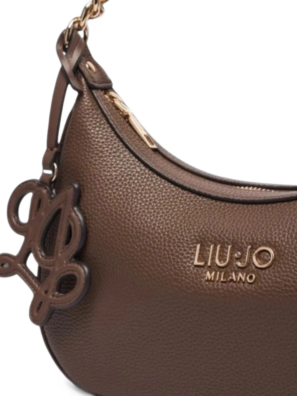 LIU JO logo-plaque grained-effect shoulder bag Bruin