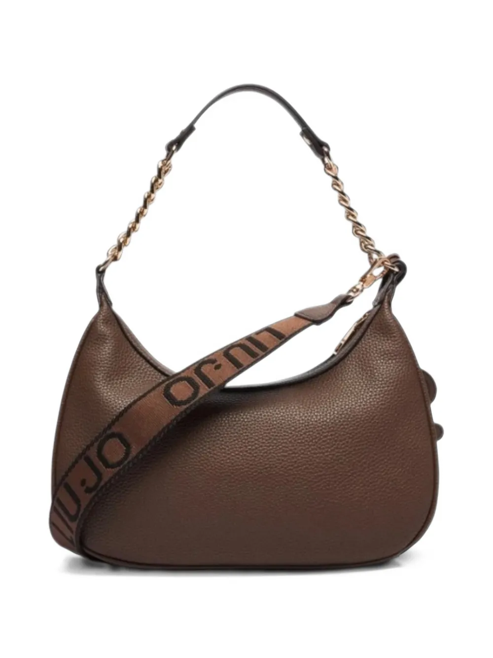 LIU JO logo-plaque grained-effect shoulder bag Bruin