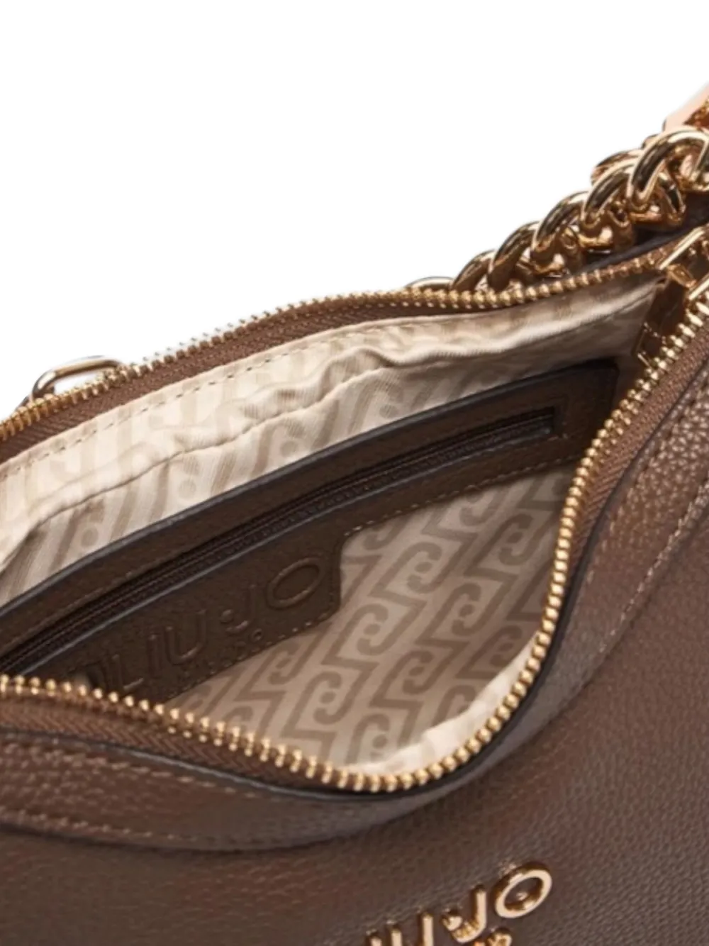 LIU JO logo-plaque grained-effect shoulder bag Bruin