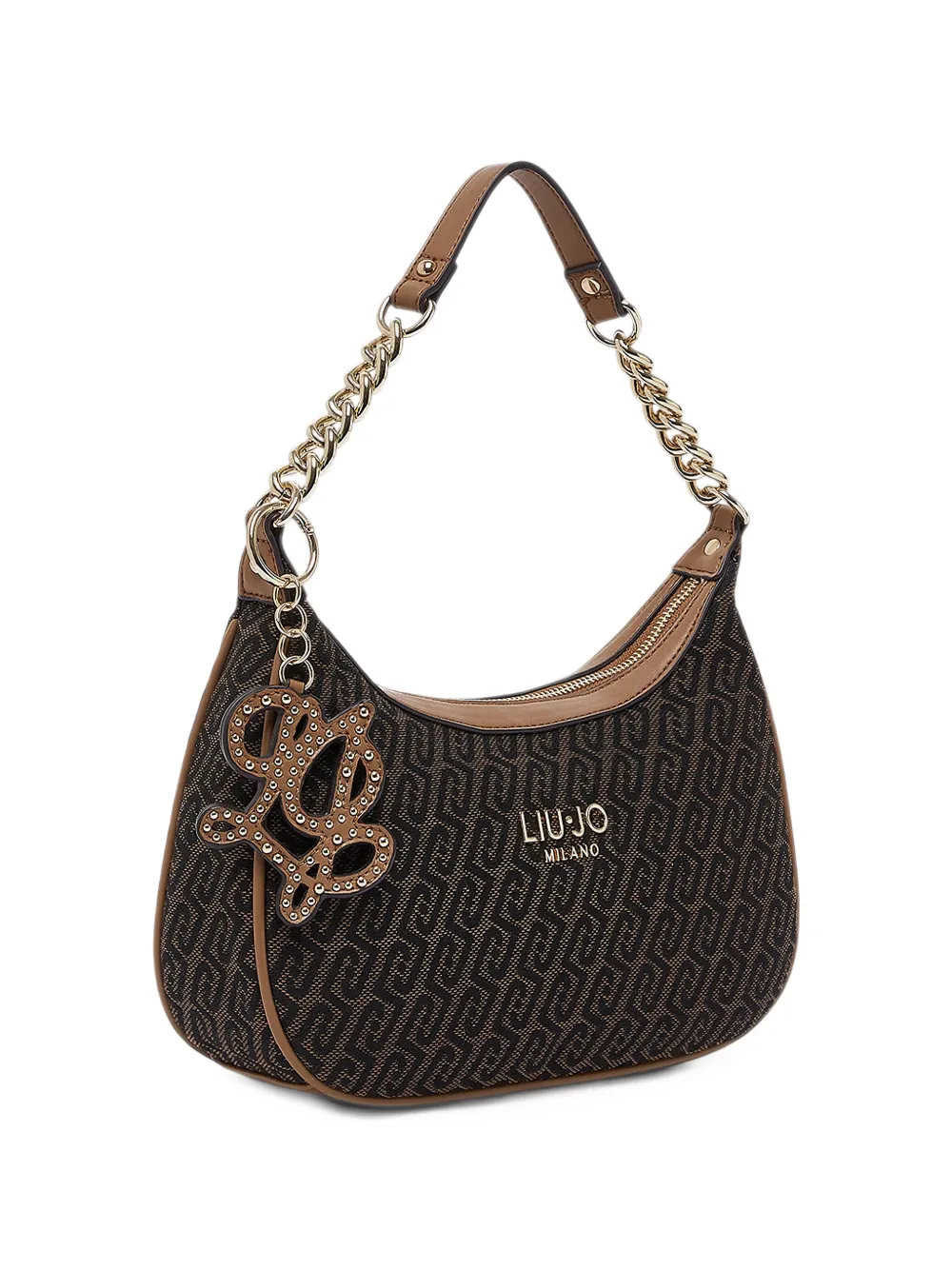 LIU JO monogram-pattern chain-link shoulder bag Bruin