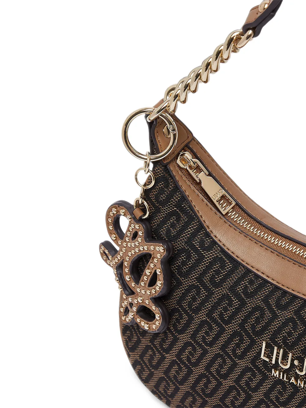 LIU JO monogram-pattern chain-link shoulder bag Bruin