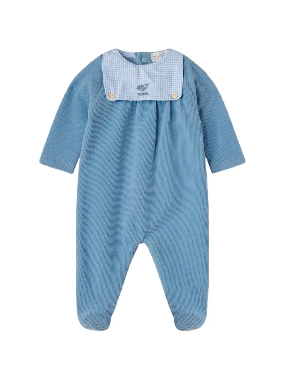 NANAN Pyjama met gingham-vlak en borduurwerk Blauw