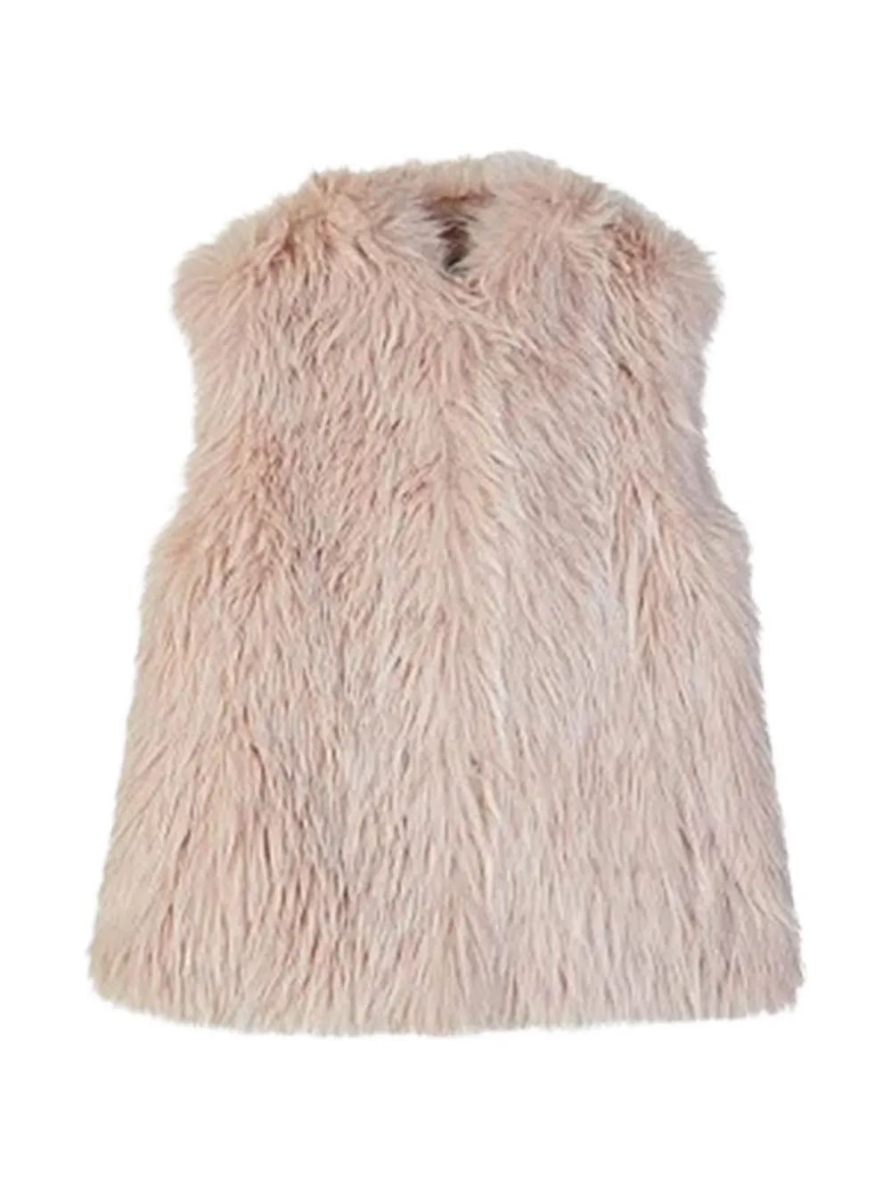 Patrizia Pepe Fluffy faux-fur sleeveless gilet Roze