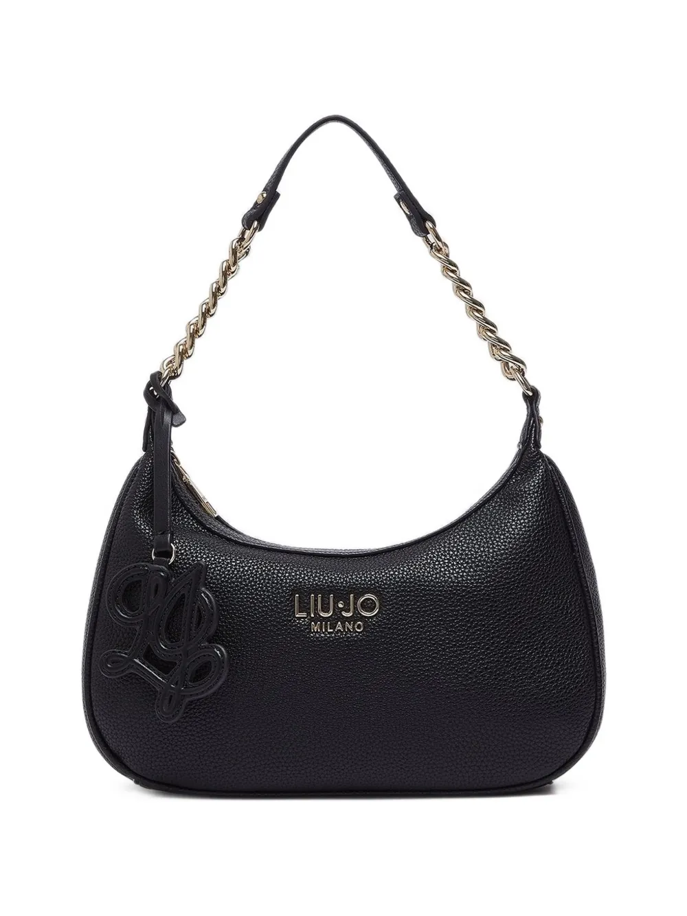 LIU JO logo-plaque chain-link shoulder bag - Nero