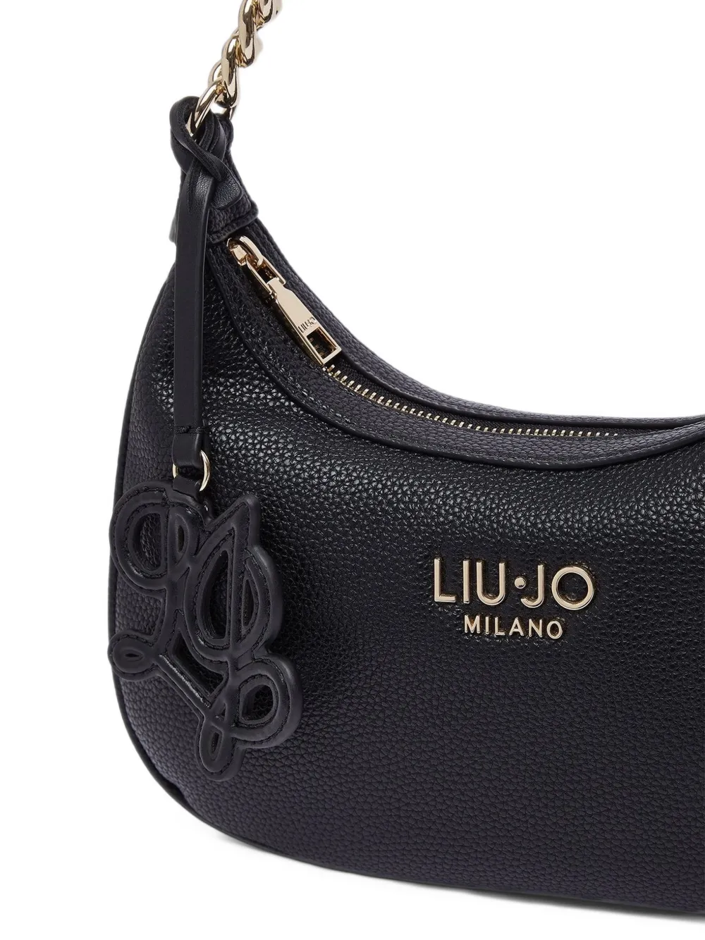 LIU JO logo-plaque chain-link shoulder bag Zwart