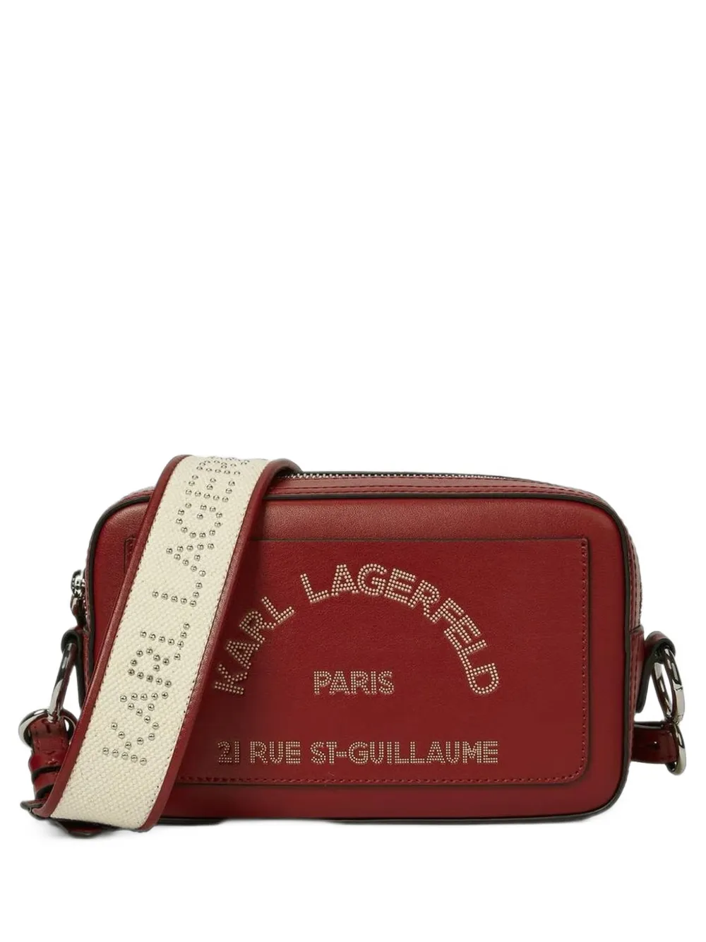 Karl Lagerfeld stud-embellished leather camera bag - Rosso