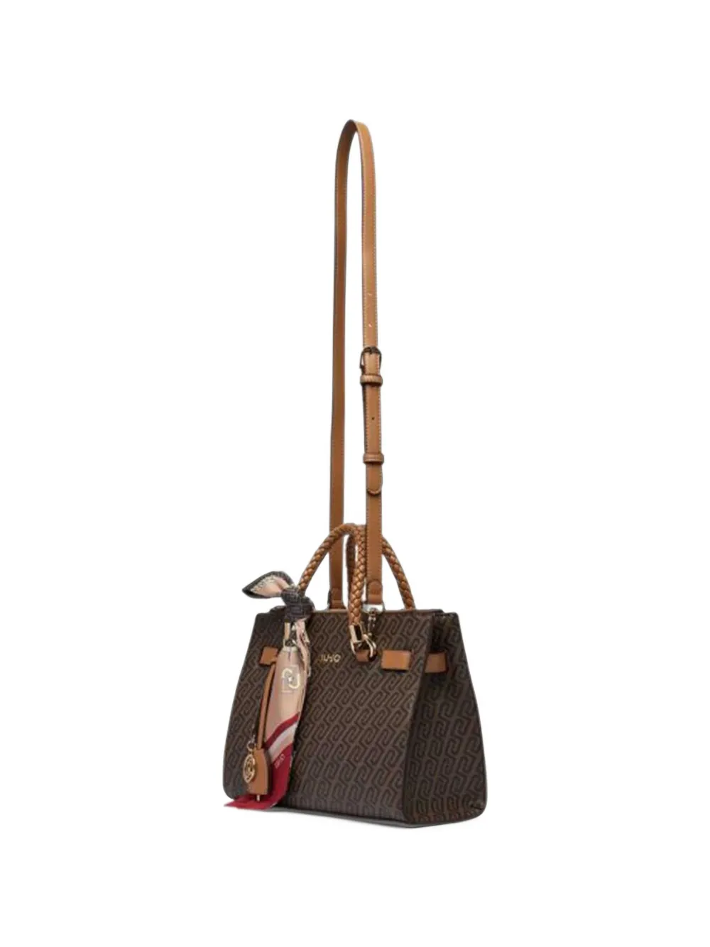 LIU JO small monogram-print braided-handle tote bag Bruin