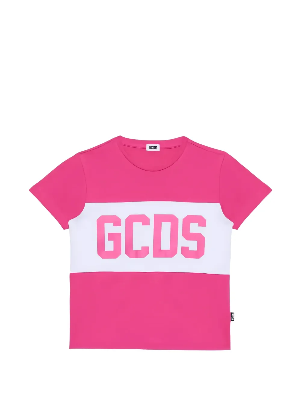 Gcds Kids logo-print panelled T-shirt - Rosa