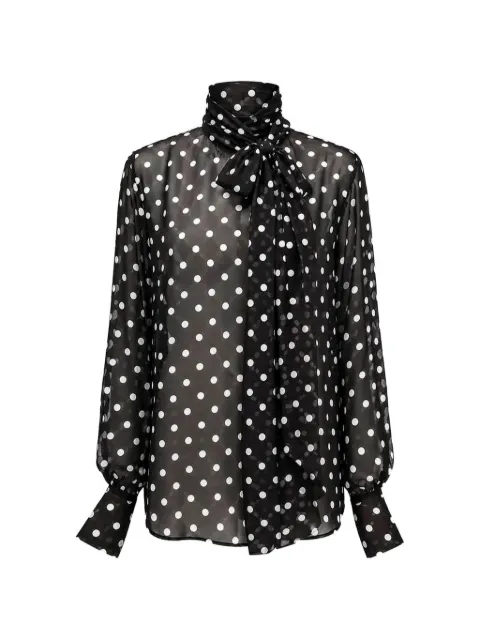 ACTUALEE polka-dot pussy-bow blouse