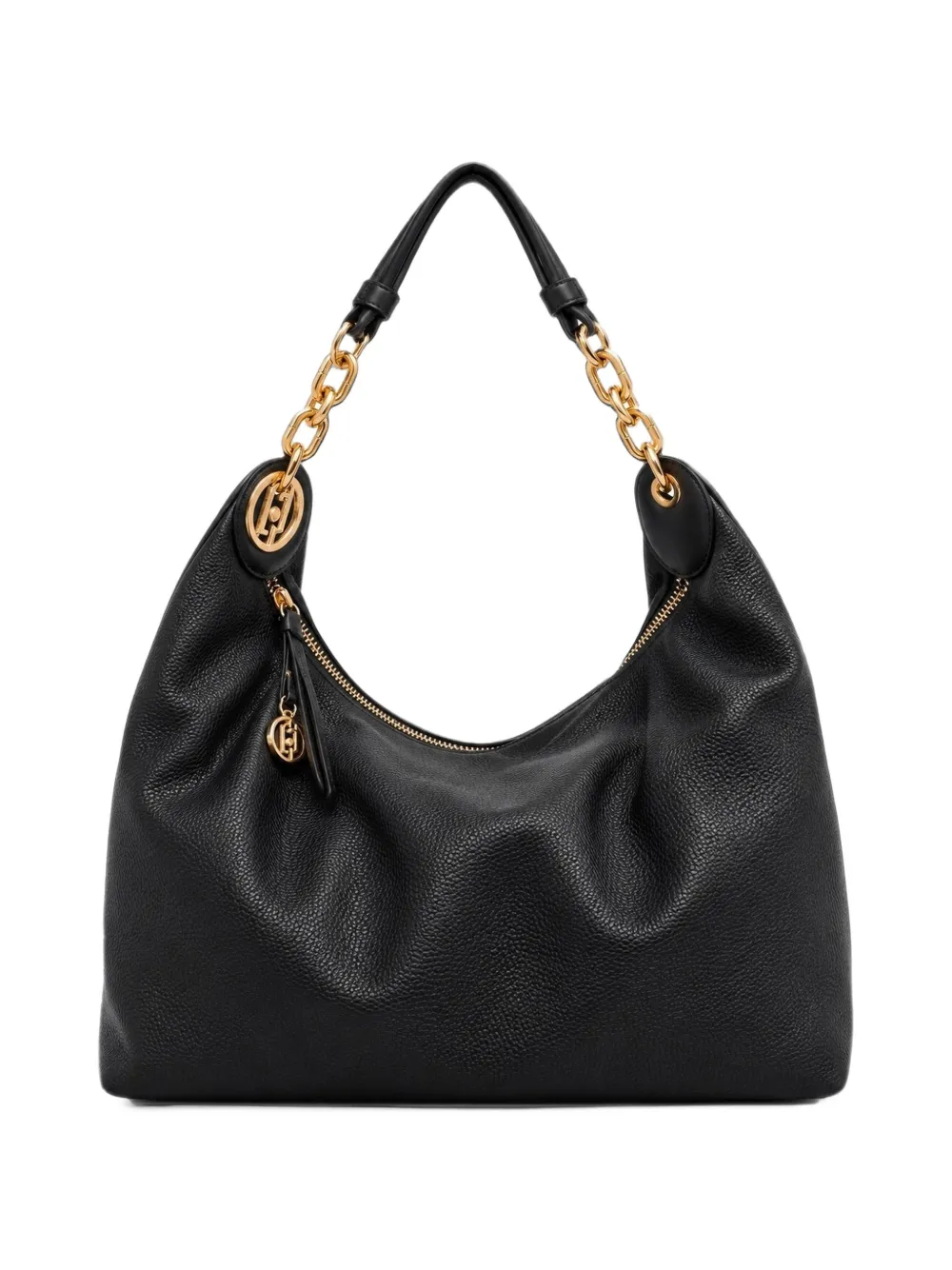 LIU JO logo-plaque chain-link shoulder bag Zwart