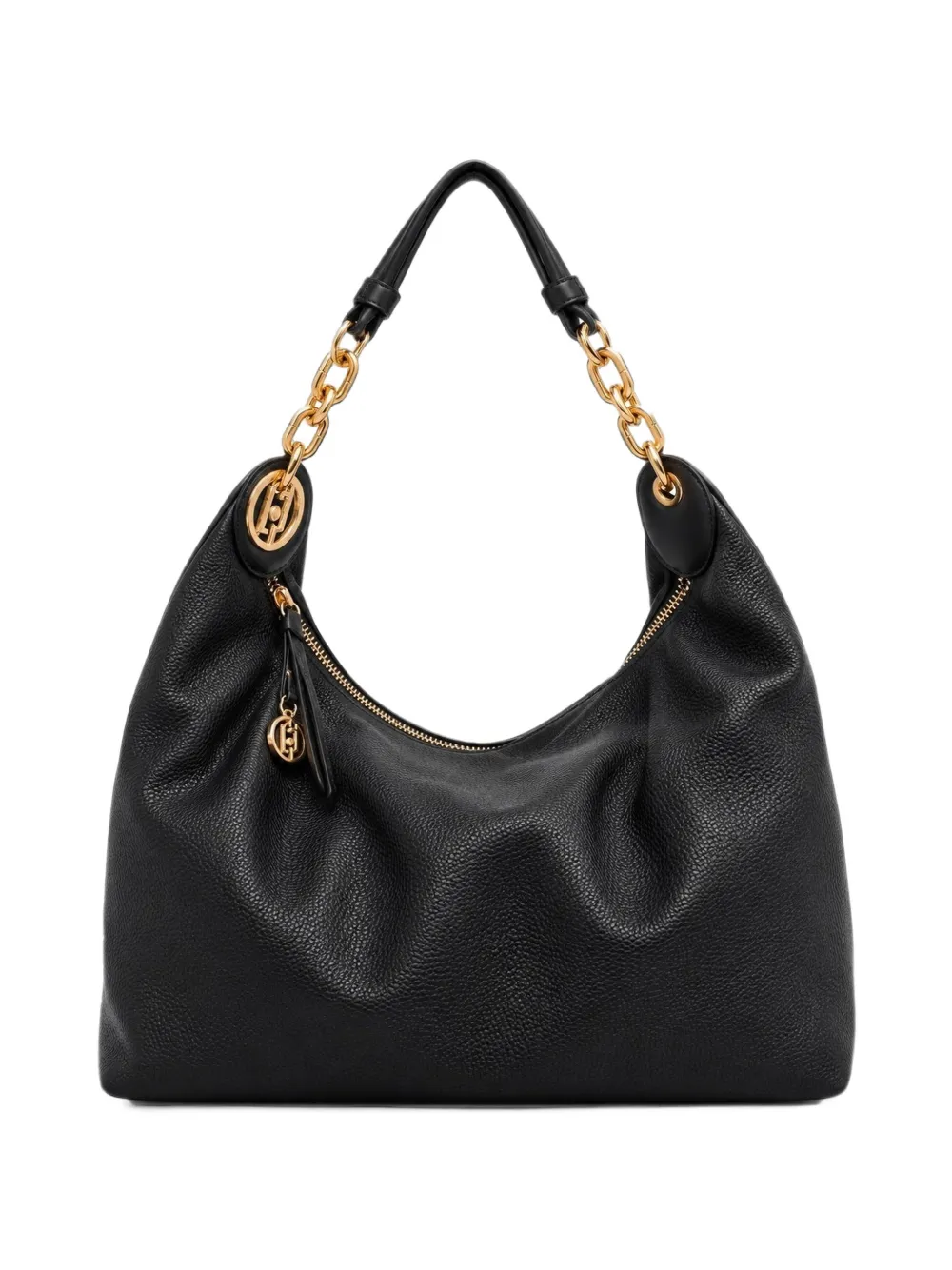 LIU JO logo-plaque chain-link shoulder bag - Nero