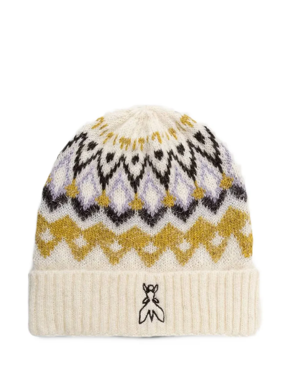 Patrizia Pepe intarsia-knit beanie hat Beige