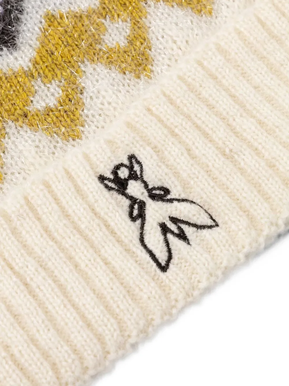 Patrizia Pepe intarsia-knit beanie hat Beige