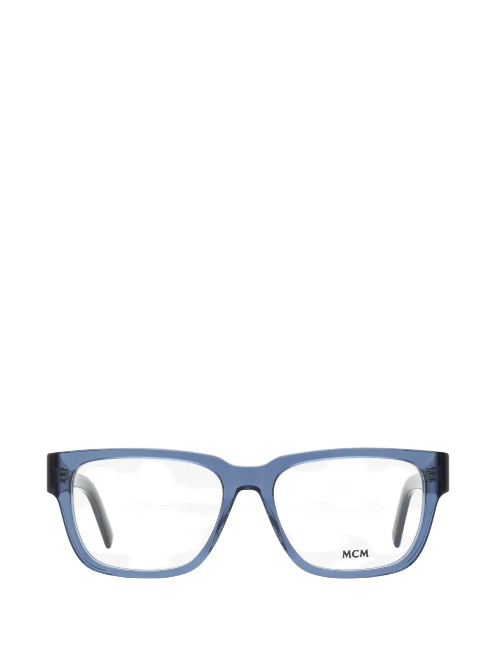 Mcm Visetos-monogram Rectangular-frame Glasses In Blue