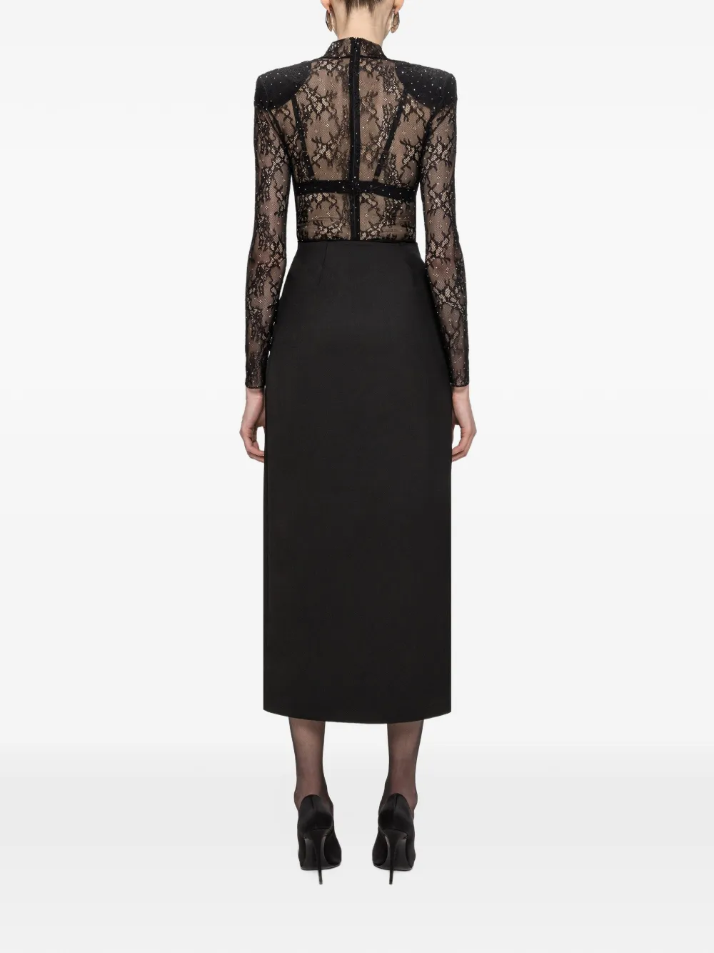 NISSA wool-blend wrap midi skirt Zwart