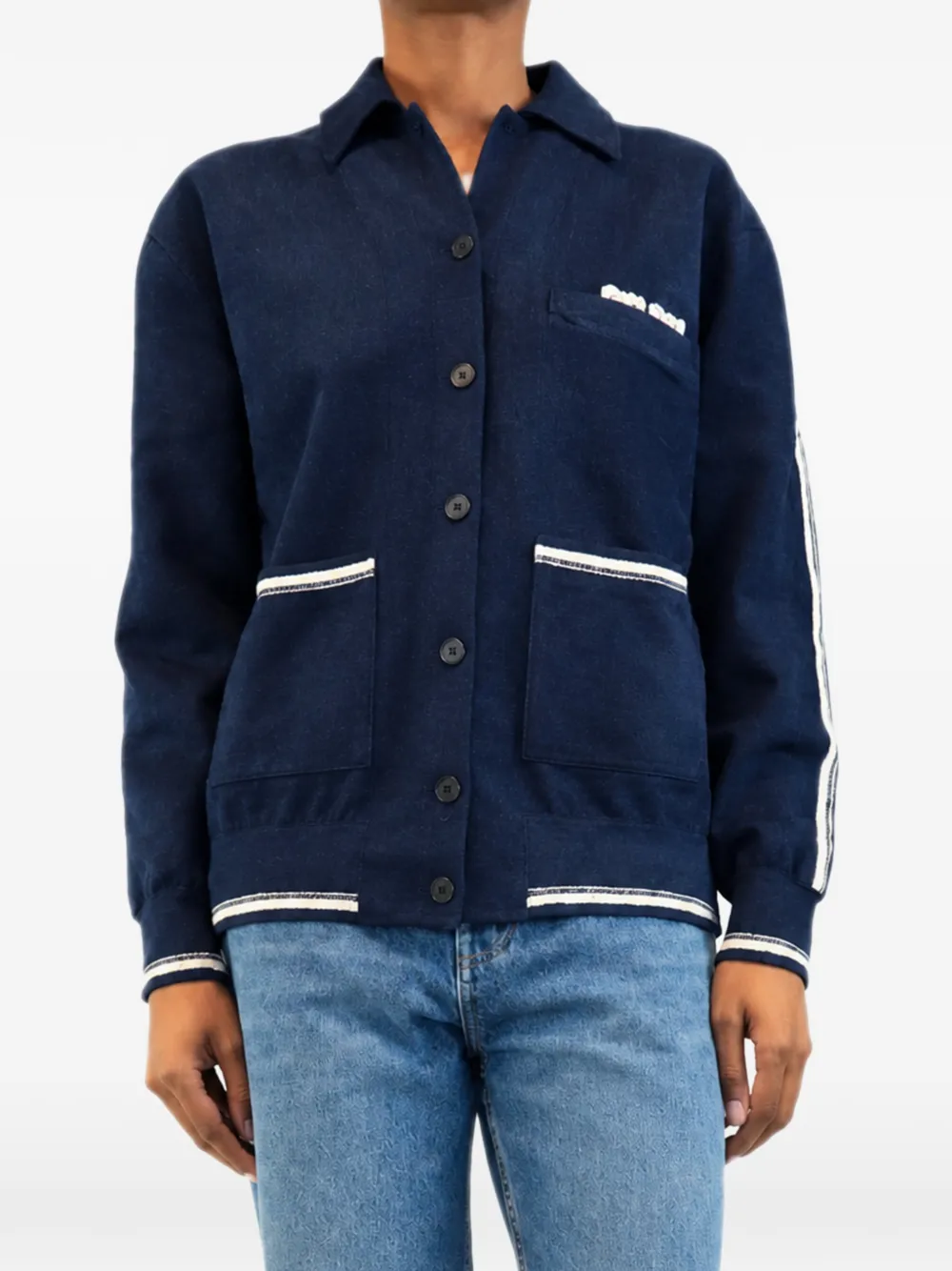 Miu Miu Pre-Owned button-up bomber jacket - Blu