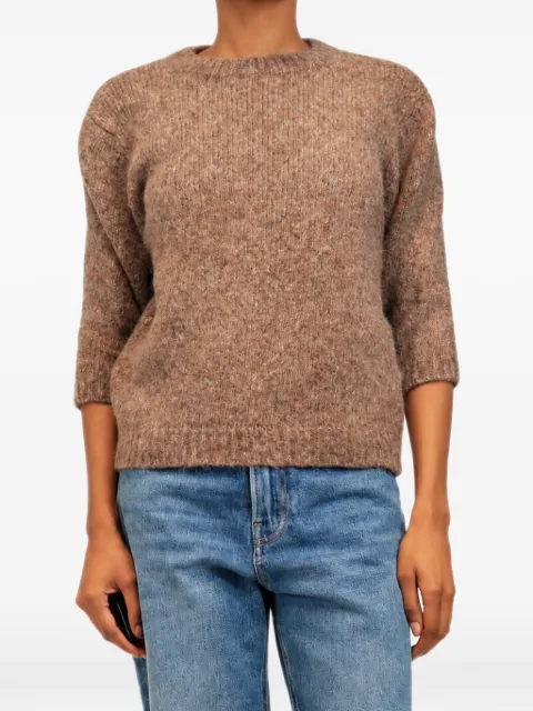 Brunello Cucinelli Vintage ribbed-knit three-quarter sleeve sweater