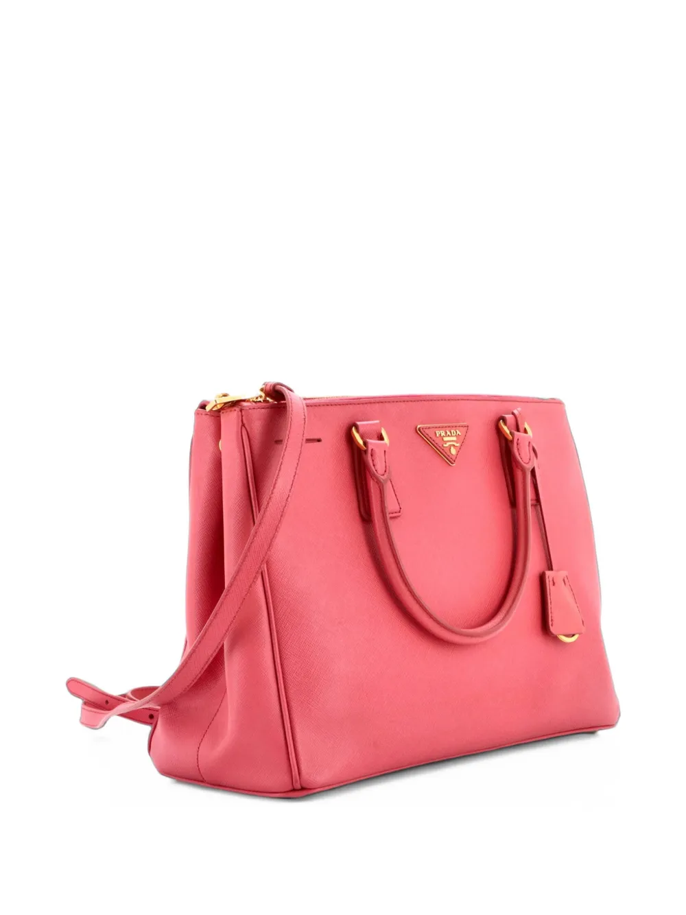 PRADA ピンク プリーツ ハンドバッグ Prada Pre-Owned ダブルジップ ルクス サフィアーノレザー ミディアム