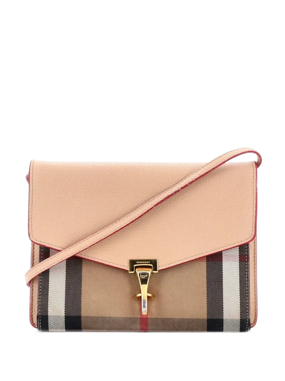 Burberry Pre-Owned Macken Leather and House Check Canvas Small crossbody bag - Nude