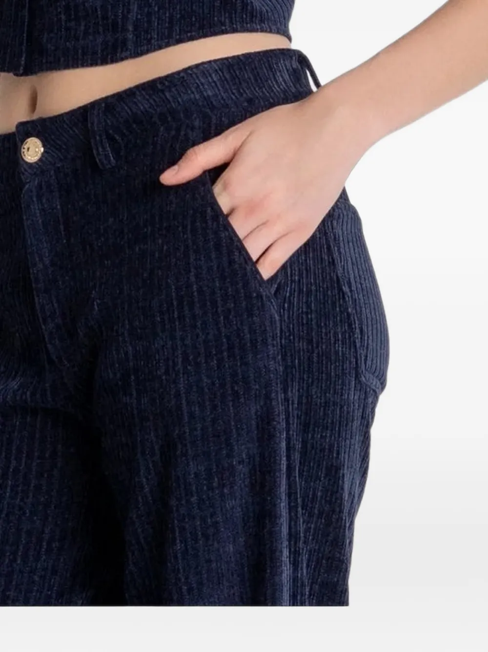 FRACOMINA corduroy-effect straight-leg trousers Blauw